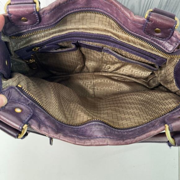 Vintage Y2K Soft Purple Leather Cole Haan Shoulder Purse Zipper Decor - Picture 3 of 11